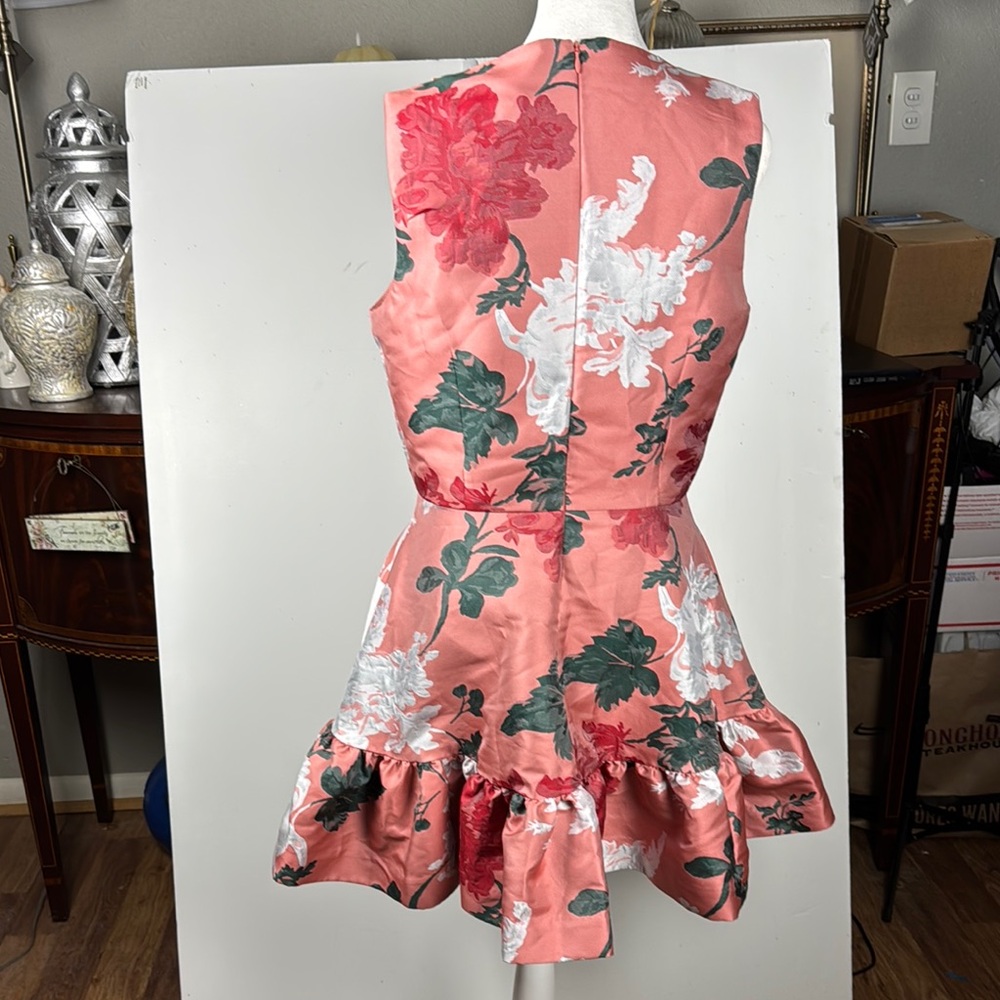 MESTIZA Floral Sleeveless Mini Dress Pink and Green Sz 8 NWT Elegant - Picture 10 of 13